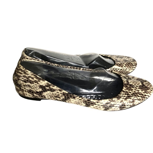 Vera Wang Snakeskin Leather Cream Brown Ballet Flat Shoes  Women’s Size 6 - Picture 1 of 14